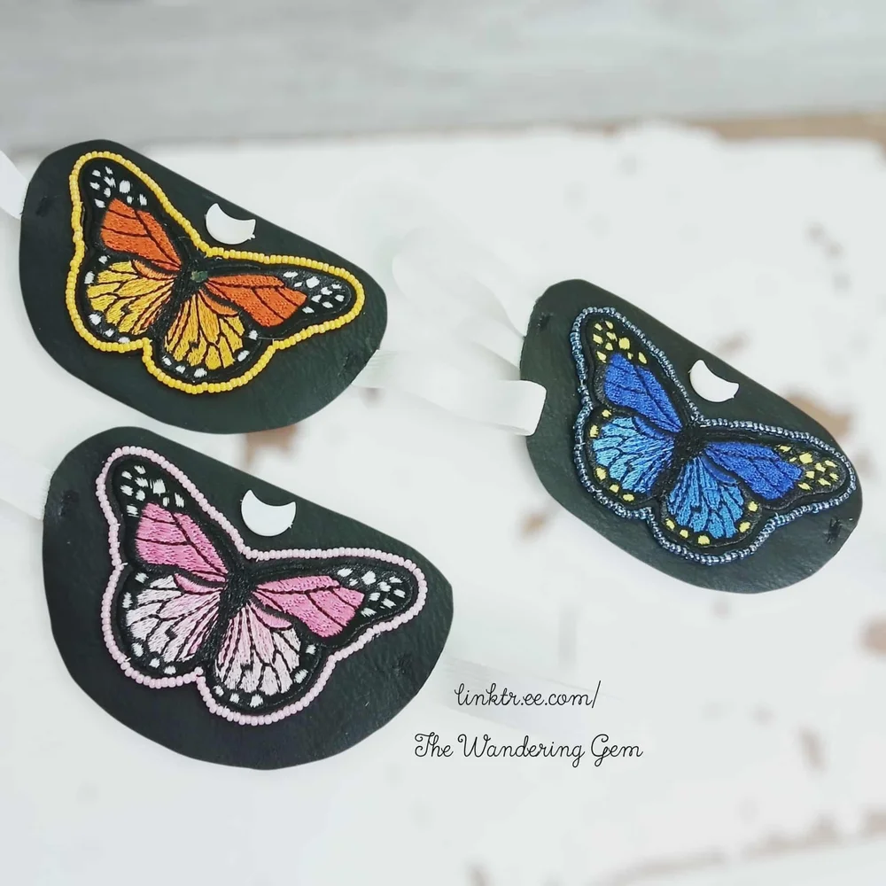 Embroidered Butterfly Eye Patch, Adjustable